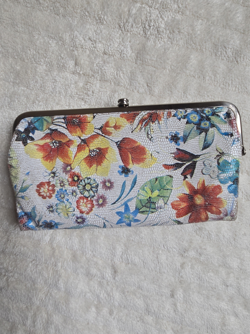 Hobo Floral Print Leather Clutch Wallet - Multicolor